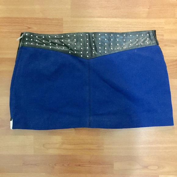 NWT One Teaspoon Free People Superfly Leather Studs Leather Micro Mini Skirt - Picture 2 of 5